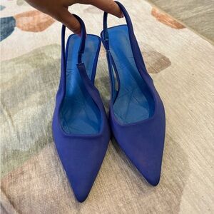 Royal Blue Pointed Toe Kitten Heels